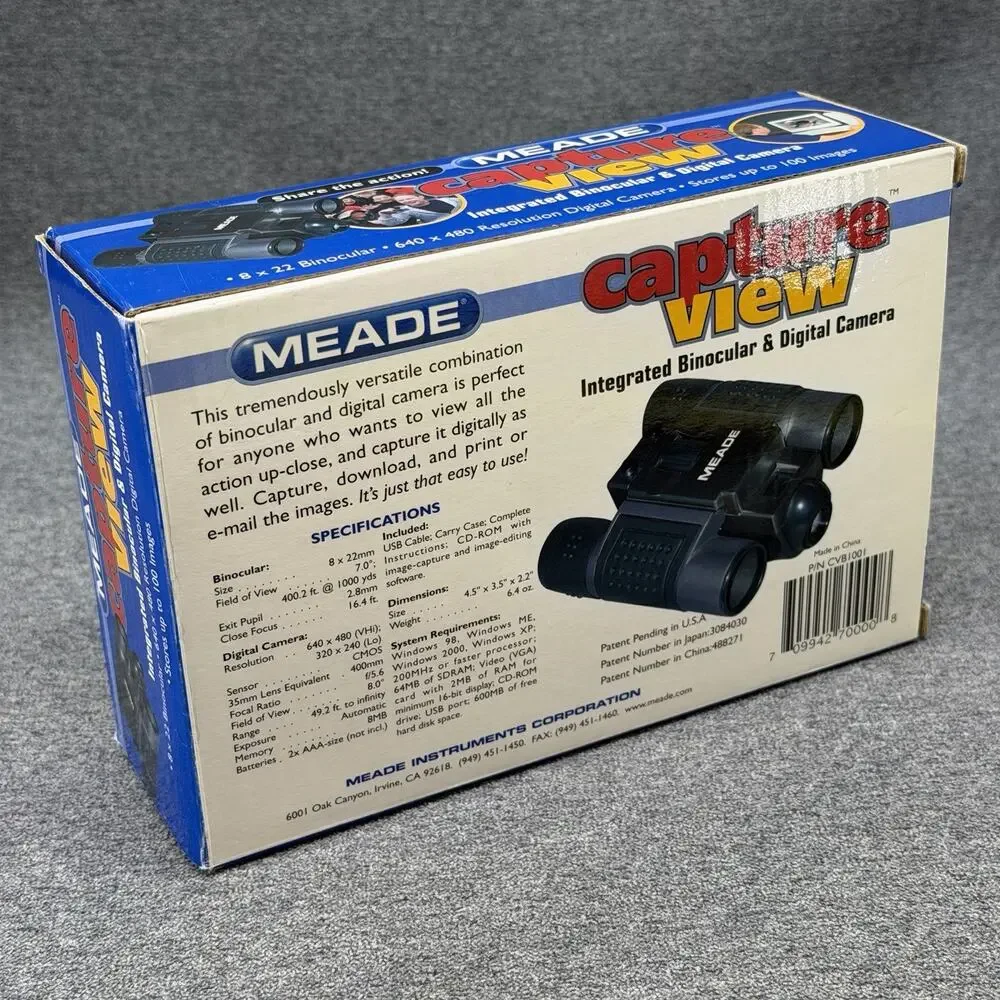 Old Y2K Meade CaptureView 8x22 Integrated Low Pixel Digital Camera Binoculars